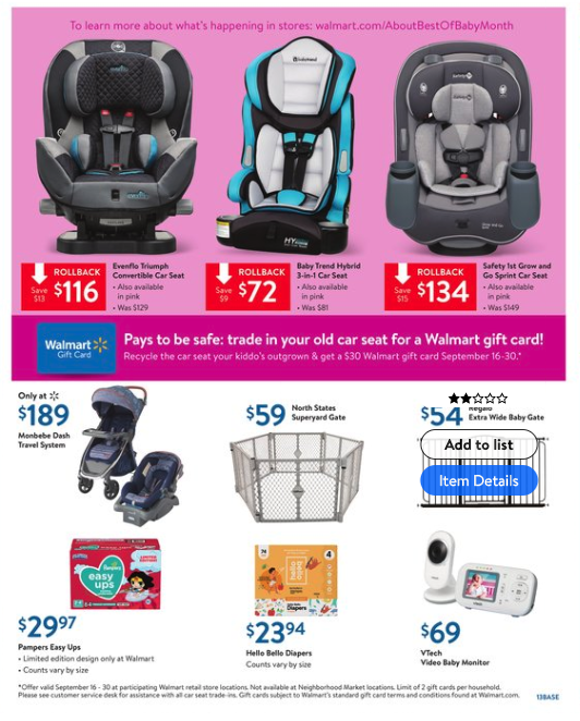 Of baby orders month walmart